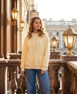 K13393 Толстовка с вышивкой ЖЕЛТЫЙ