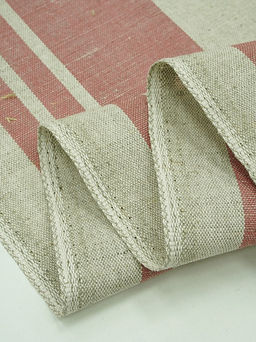 Холст-дорожка Бордовые полосы (на суровом), ш.0.5м, лен-49%, хлопок-51%, 230гр/м.кв - Купава фото 4