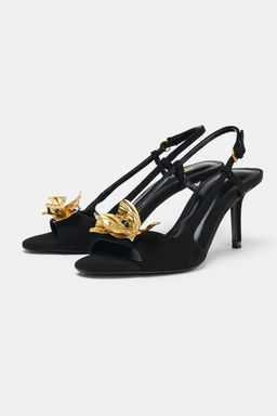 LEATHER SLINGBACK SANDALS WITH APPLIQU_ - Zara фото 3