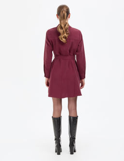 Bordo Comfort Fit Dokuma Elbise