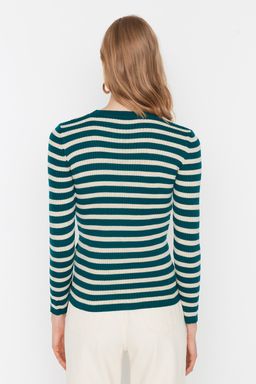 Yesil Basic Cizgili Triko Kazak TWOAW21KZ0942