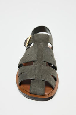 SPLIT SUEDE CAGE SANDALS - Zara фото 4