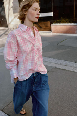 CAMISA OVERSIZE CUADROS / Rosa - Zara фото 2
