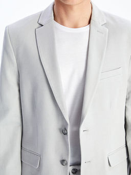 Standart Kal?p Keten Kar???ml? Erkek Blazer Ceket