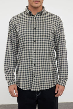 Bej Regular Fit K?sl?k Kareli Ekose Oduncu Gomlek TMNAW25GO00003