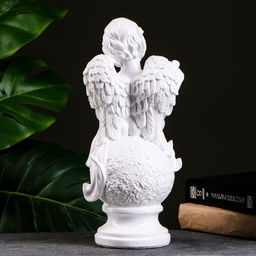 Фигура гипс Ангел на шаре с арфой, 15?13?34 см