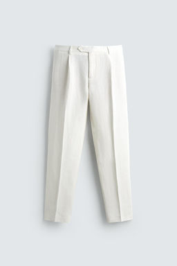 PANTAL?N PLIEGUES TRAJE 100% LINO / Blanco - Zara фото 5
