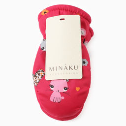 Варежки зимние детские MINAKU, малиновые, 18 см