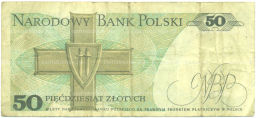Банкнота 50 злотых 1988 года Польша