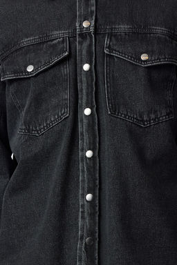 TRENDYOL MAN Bej %100 Pamuk Unisex Regular Fit Denim Kot Gomlek TMNAW25CE00000 - Trendyolmilla фото 4