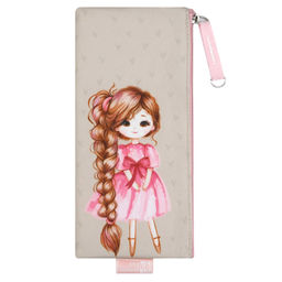 Пенал школьный Феникс+, арт.71999/ 30 ДЕВОЧКА С КОСОЙ (без наполнения, 19.5х9 см, микрофибра на ПВХ-