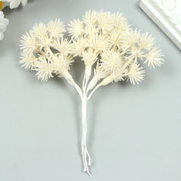 Цена за 10 шт. Искусственное растение для творчества «Еловые шарики» 1 букет=6 веточек белый 14 см