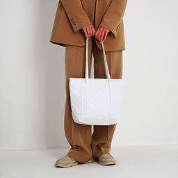 Сумка - шоппер женская на молнии, 35×12×27 см, со стёжкой, белая