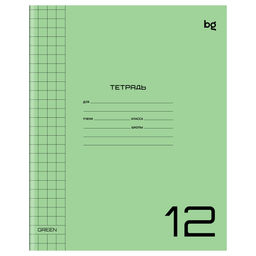 Цена за 3 шт. Тетрадь 12л. BG крупная клетка "UniTone. Green" (Т5ск12_пл 57703) пластиковая обложка
