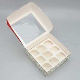 Цена за 5 шт. Коробка складная на 9 капкейков с окном «Тёплых праздников!», 25 х 25 х 10 см