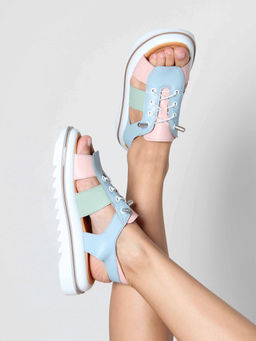 Босоножки 2029.2525w. Голубой розовый мята