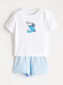 Bask?l? Erkek Bebek Ti??rt ve ?ort 2li