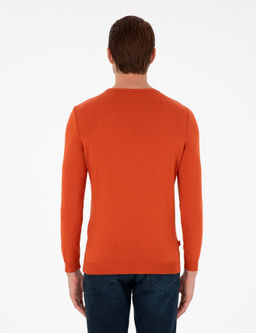 Turuncu Slim Fit Bisiklet Yaka Basic Triko Kazak - Pierre cardin фото 5