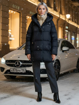 Куртка двубортная женская зимняя с капюшоном черного цвета 7736Ch Бренд: Visdeer  фото 29