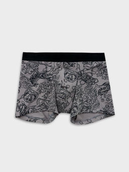 Цена за 2 штуки! Трусы мужские боксеры серые с принтом в виде тату тату на сером 411221