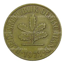 Монета 10 пфеннигов 1971 года J Германия