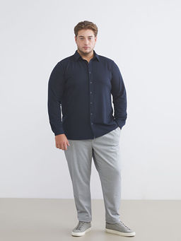 B?y?k Beden Slim Fit Uzun Kollu Erkek G?mlek