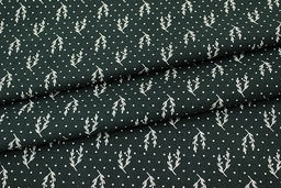 Теплый хлопок Набойка-веточки с горошком цв.т.пихтово-зеленый, ш.1.48м, хлопок-100%, 160гр/м.кв - Купава фото 2