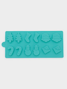 Цена за 2 шт. Форма для конфет и шоколада Доляна Новый год, силикон, 21.5?10 см, 12 ячеек, бирюзовая