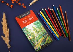 ВКФ Живопись Набор цветных карандашей JIV-CPM-1012 заточенный 2 х 12 цв. в металлической коробке