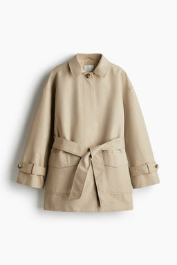Chaqueta de sarga con cintur?n de anudar
