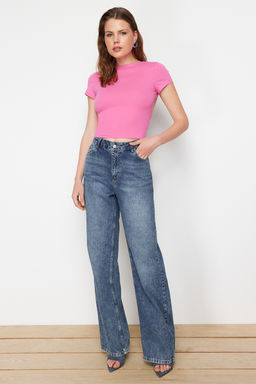 Trendyolmilla Siyah S?rt Dekolteli Crop Pamuklu Esnek Orme Bluz TWOSS23BZ00912  фото 32