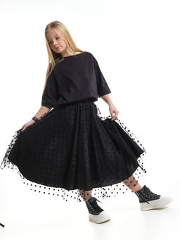 Юбка пачка длинная из фатина 22-7608 черный/зол. звезды - Mini maxi фото 54