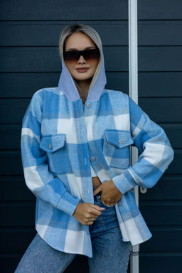 Рубашка женская в клетку с капюшоном РЖКК-01