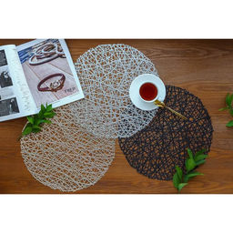 Салфетки сервировочные на стол Доляна «Паутинка», d=38 см, 4 шт., чёрные