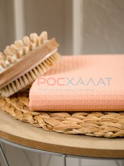 Однотонное вафельное полотенце нежно-персиковое  ПВ-01 (17) 40х70