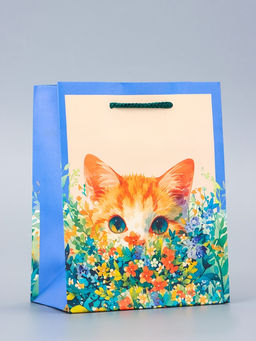 Цена за 4 шт. Пакет подарочный ламинированный Котик 11.5?14.5?6.5 см