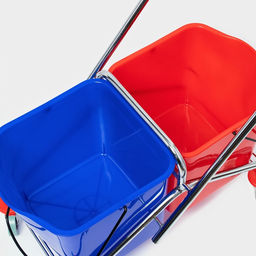 Тележка для уборки с вертикальным отжимом, два ведра по 25 л, на колёсах, хромированная рама