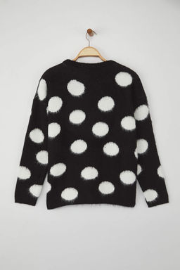 Siyah Genis Kal?p Yumusak Dokulu Puantiyeli Triko Kazak TWOAW26KZ00225 - Trendyolmilla фото 8