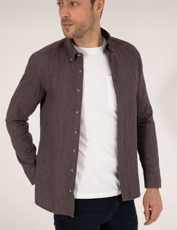 Kahverengi Slim Fit Uzun Kollu G_mlek - Pierre cardin фото 3