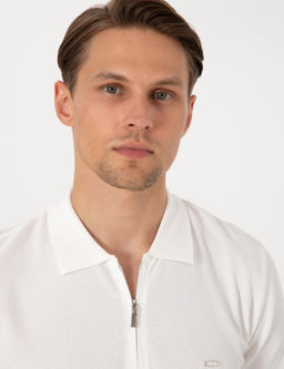 Vizon Slim Fit Polo Yaka Fermuarl_ Triko Ti__rt - Pierre cardin фото 2