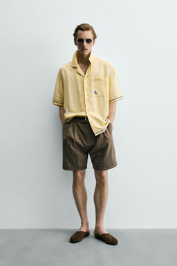 CAMISA VISCOSA - LINO BORDADOS CONTRASTE / Amarillo pastel