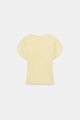 CAMISETA MANGA ABULLONADA / Amarillo