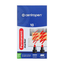 Цена за 10 шт. Маркер перманентный 5.0 мм Centropen 8566, линия 2.5 мм, цвет красный