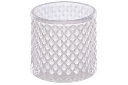 Банка д/хранения 270 мл 8,5*8,5*14 см с крышкой "Ромбики", молочный, стекло