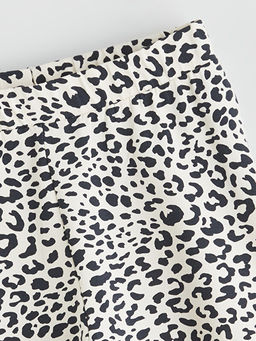 Beli Lastikli Leopar Desenli K?z ?ocuk K?sa Tayt