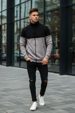 TRENDYOL MAN Lacivert-Gri Melanj Regular Fit Uzun Kollu Dik Yaka Fermuarl? Sweatshirt TMNAW22SW0720 - Trendyolmilla фото 13