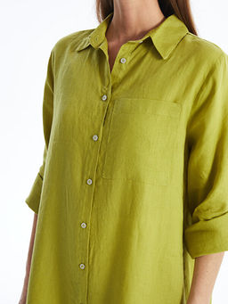 Oversize %100 Keten Kad?n G?mlek Tunik