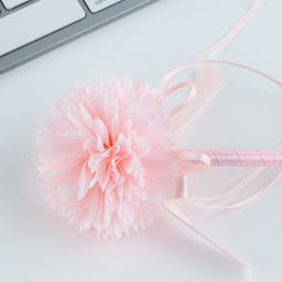 Ручка прикол, шариковая, синяя паста, 1.0 мм 8 марта: Хризантема с лентами