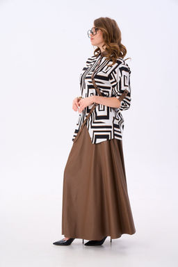 Джемпер NIKVA н987-1 чёрно-белые ромбы и шоколад  фото 3