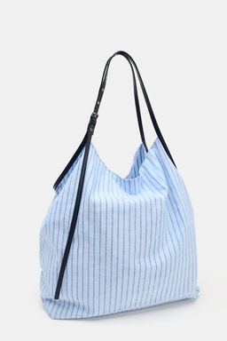 STRIPED FABRIC TOTE BAG